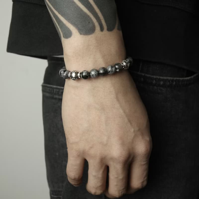 Korea traditional DanCheng labradolite Silver bracelet / Cheong - 9