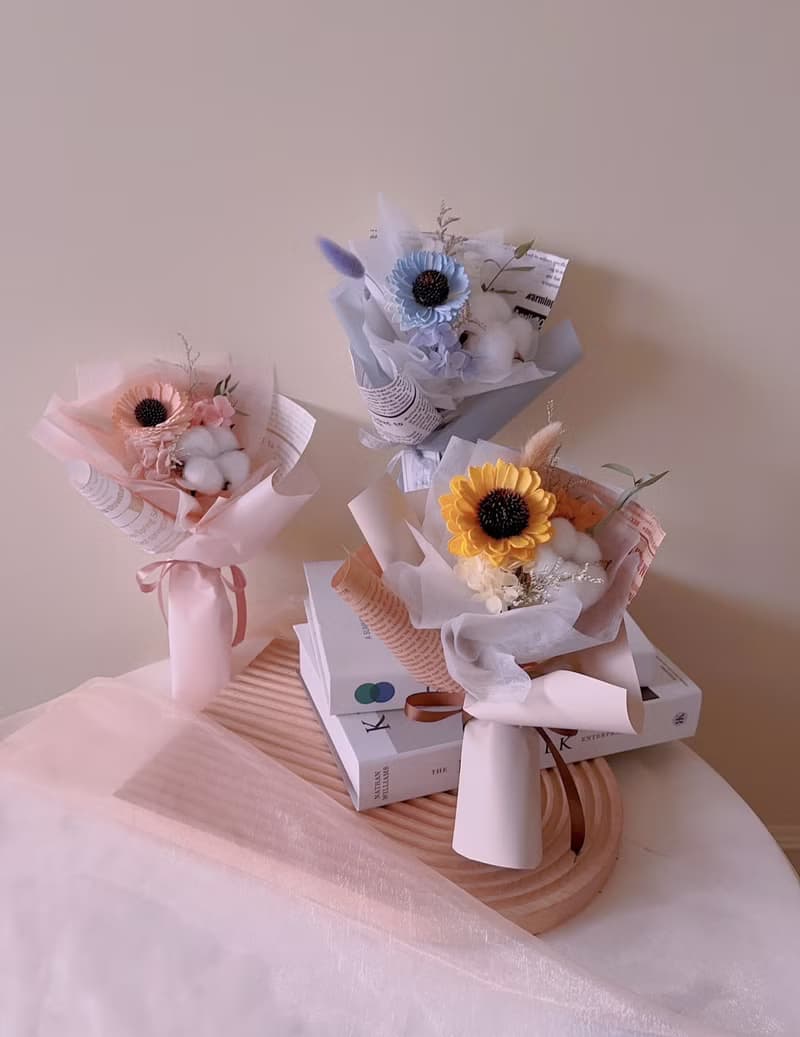 逗留  向日葵花束 索拉花 交換禮物 生日禮物 畢業禮物