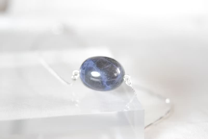 【智慧之石】天然藍紋石 純銀鎖骨頸鍊 (銀/金) 全925純銀 水晶