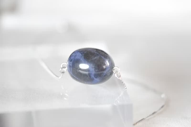 【智慧之石】天然藍紋石 純銀鎖骨頸鍊 (銀/金) 全925純銀 水晶