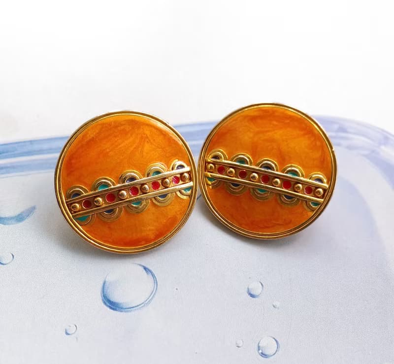 Vintage Jewelry 西洋古董飾品 BEREBI 彩琺瑯 針式耳環