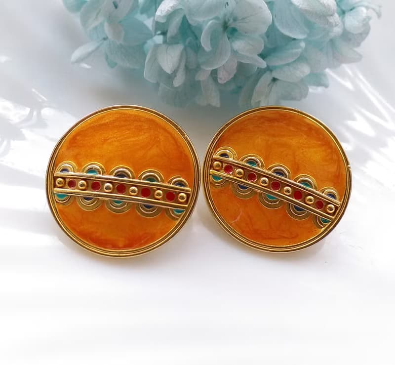 Vintage Jewelry 西洋古董飾品 BEREBI 彩琺瑯 針式耳環