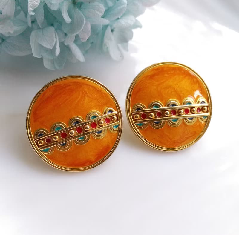 Vintage Jewelry 西洋古董飾品 BEREBI 彩琺瑯 針式耳環