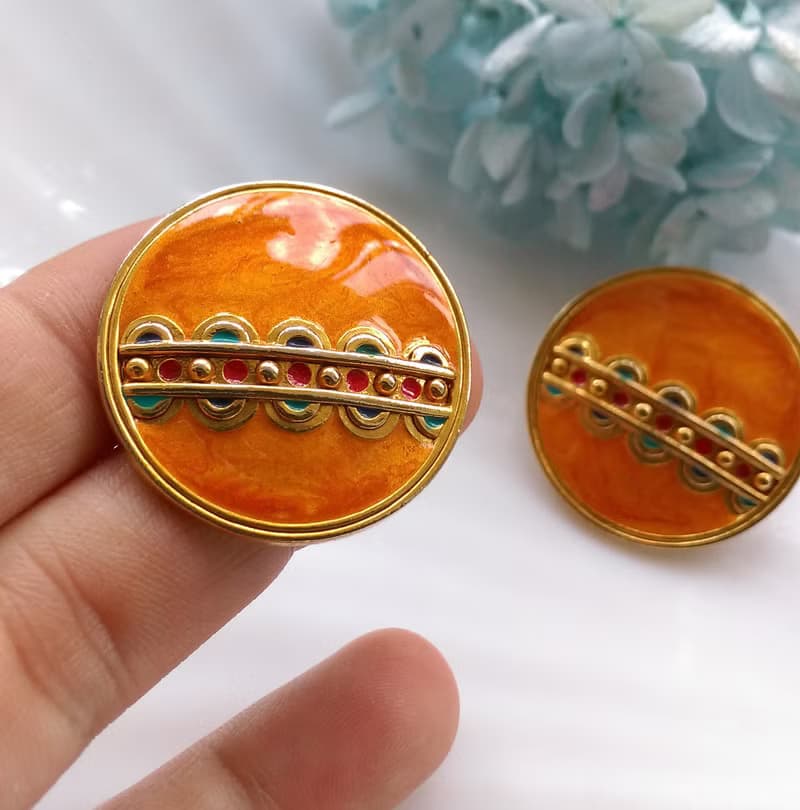 Vintage Jewelry 西洋古董飾品 BEREBI 彩琺瑯 針式耳環