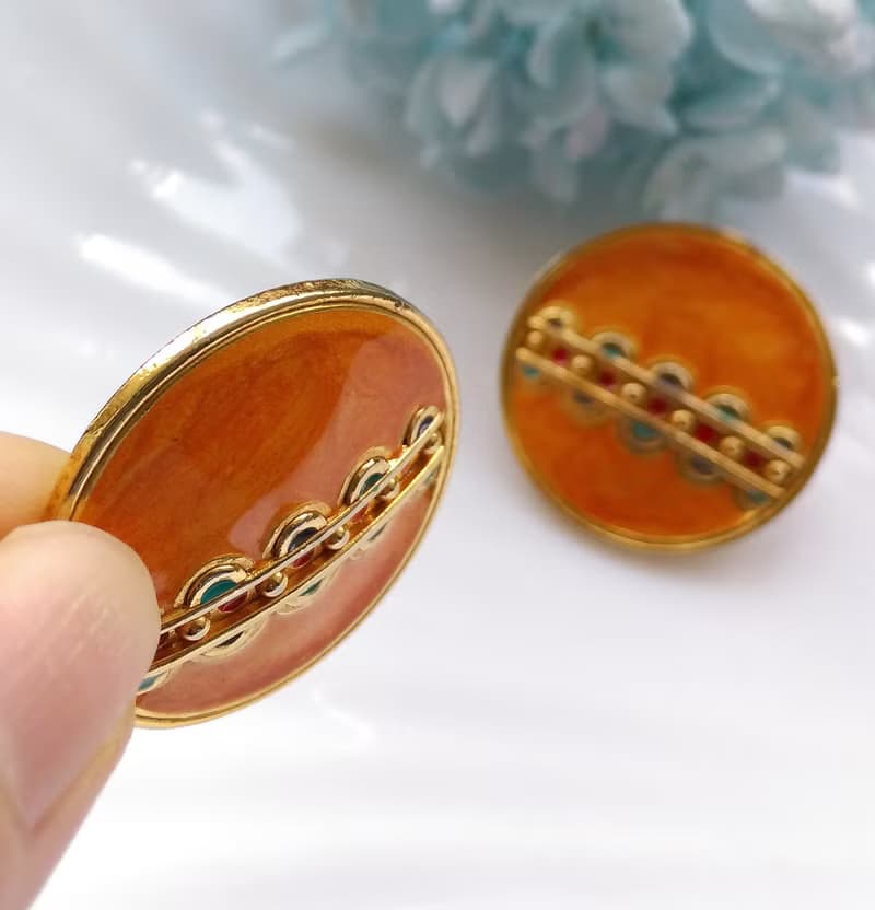 Vintage Jewelry 西洋古董飾品 BEREBI 彩琺瑯 針式耳環