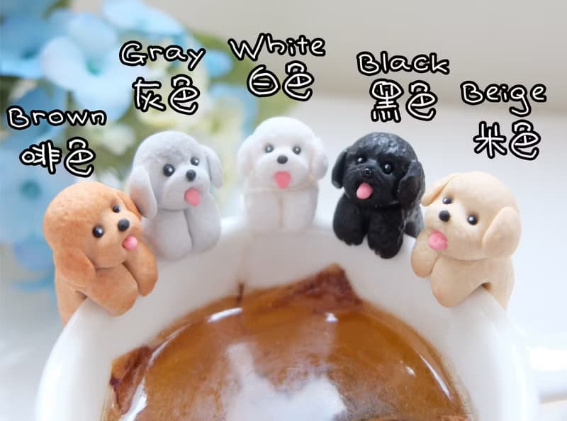 全手作- 杏色貴賓犬杯緣子 - 茶包架 掛杯