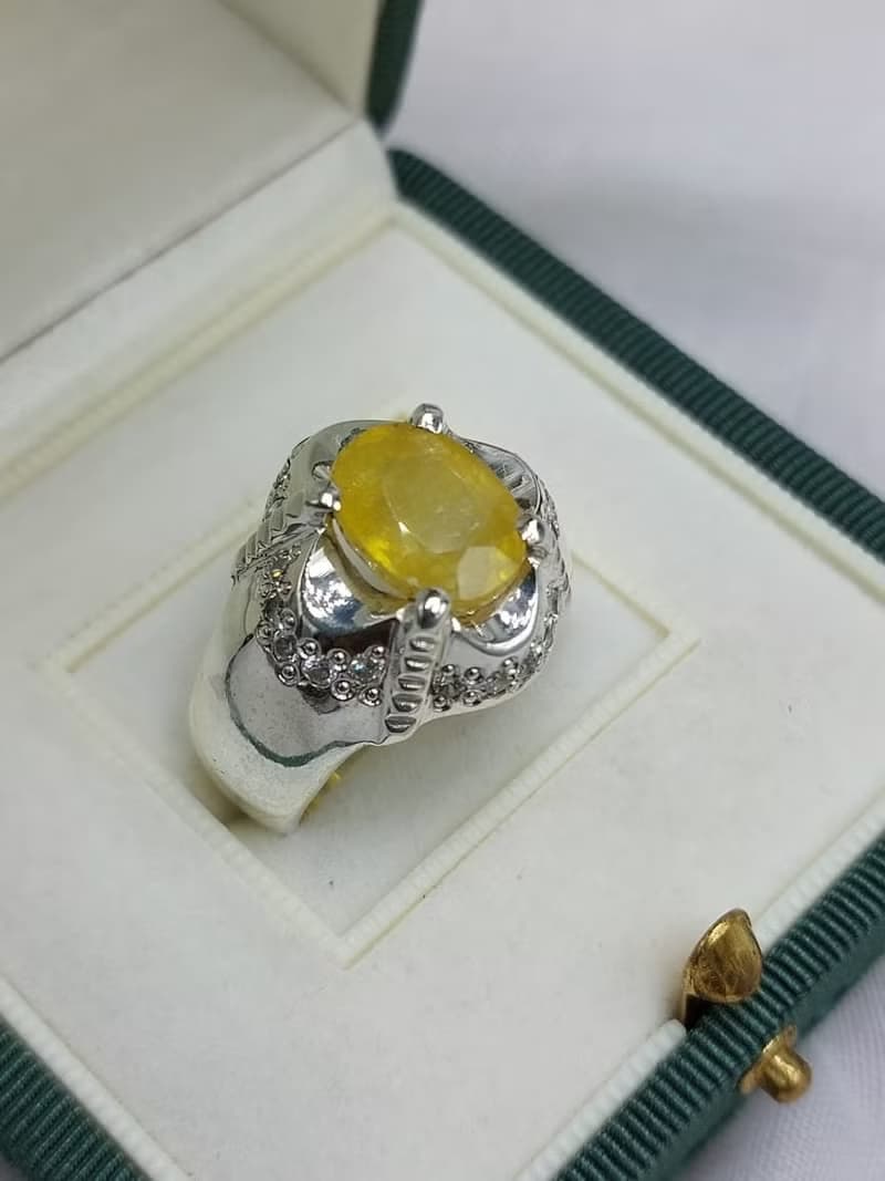Natural Mens Yellow Sapphire Ring Sterling Silver 925 Handmade Sapphire Ring