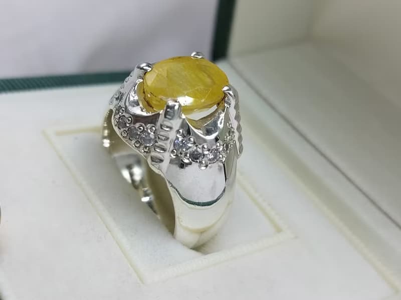 Natural Mens Yellow Sapphire Ring Sterling Silver 925 Handmade Sapphire Ring