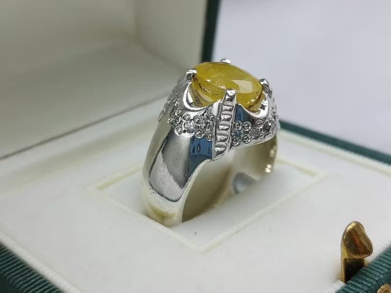 Natural Mens Yellow Sapphire Ring Sterling Silver 925 Handmade Sapphire Ring