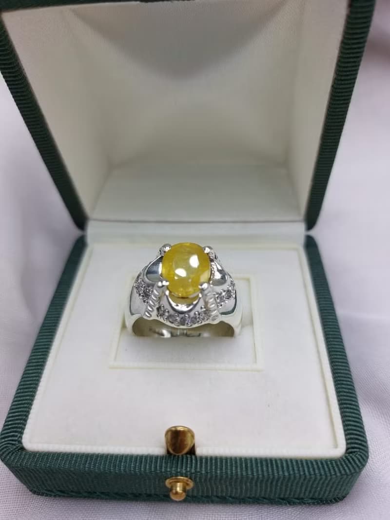 Natural Mens Yellow Sapphire Ring Sterling Silver 925 Handmade Sapphire Ring