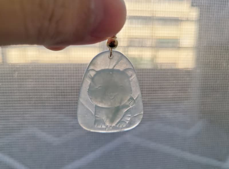 【親翠】天然翡翠 正冰睛綠可愛老虎牌925純銀鎖骨鏈 生肖虎