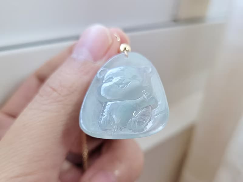 【親翠】天然翡翠 正冰睛綠可愛老虎牌925純銀鎖骨鏈 生肖虎