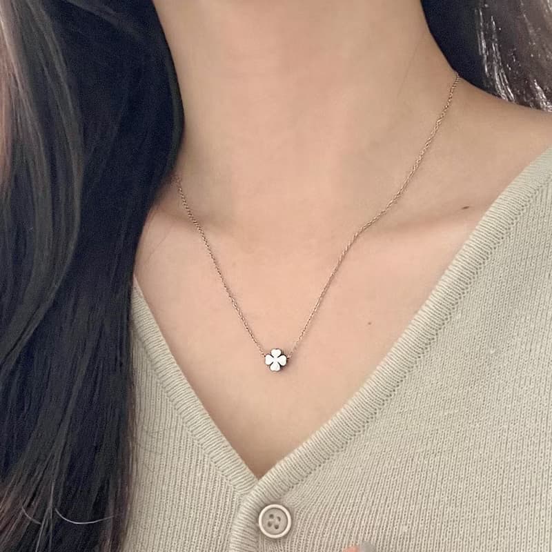 Lucky Four Leaf Clover Initial Necklace