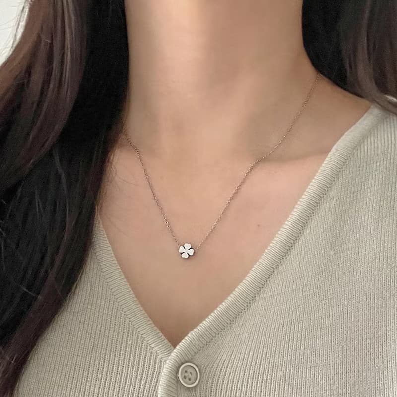 Lucky Four Leaf Clover Initial Necklace