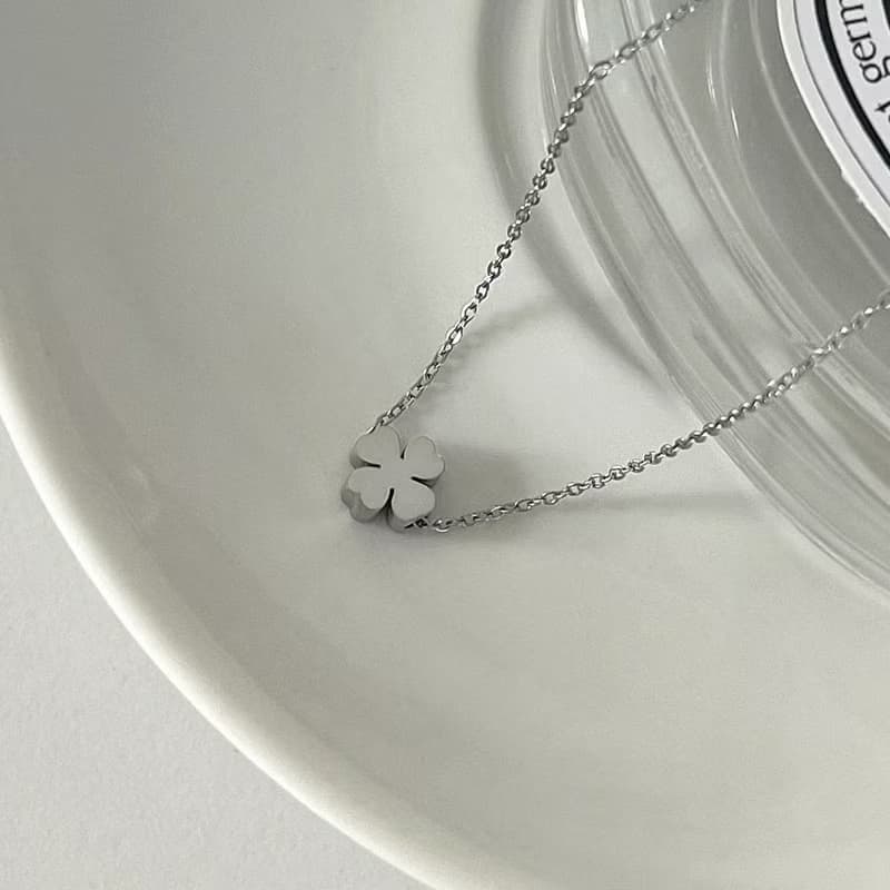 Lucky Four Leaf Clover Initial Necklace