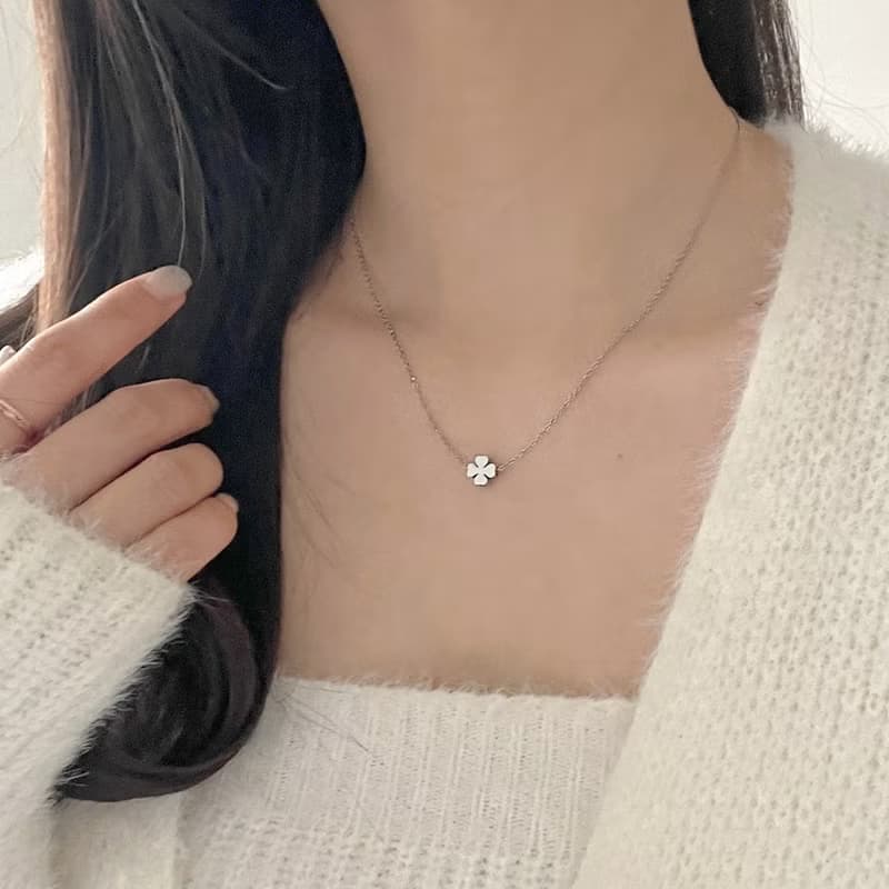 Lucky Four Leaf Clover Initial Necklace