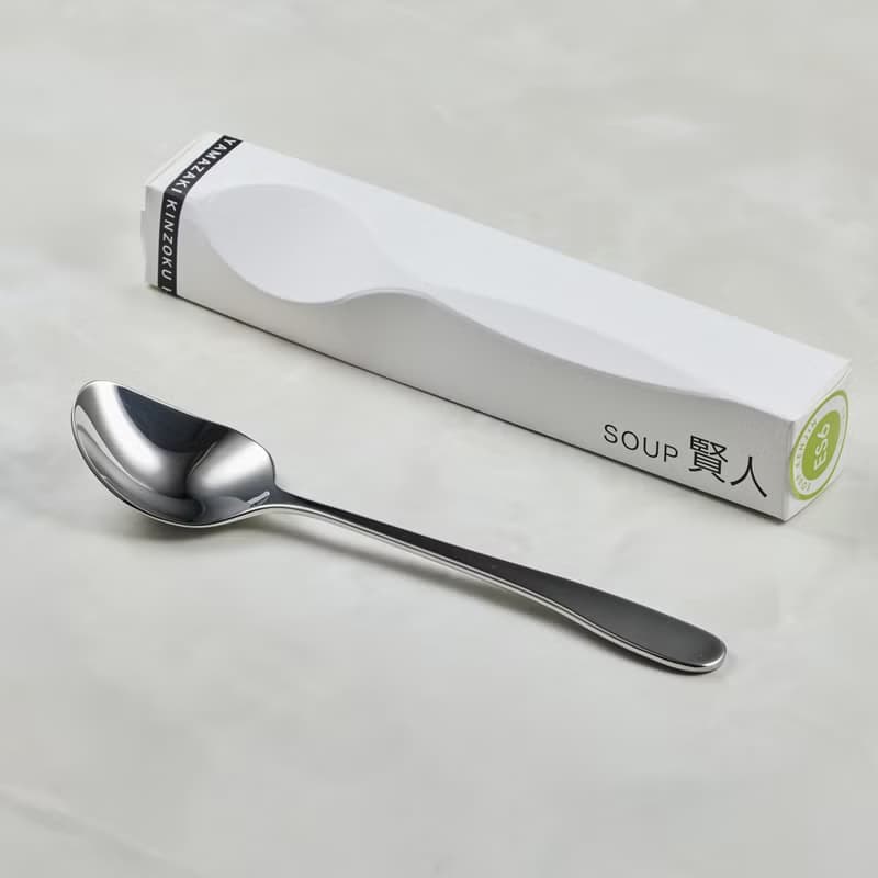 日本山崎金屬 - 賢人系列 - 不鏽鋼三維湯匙 - 右手 (183 mm)