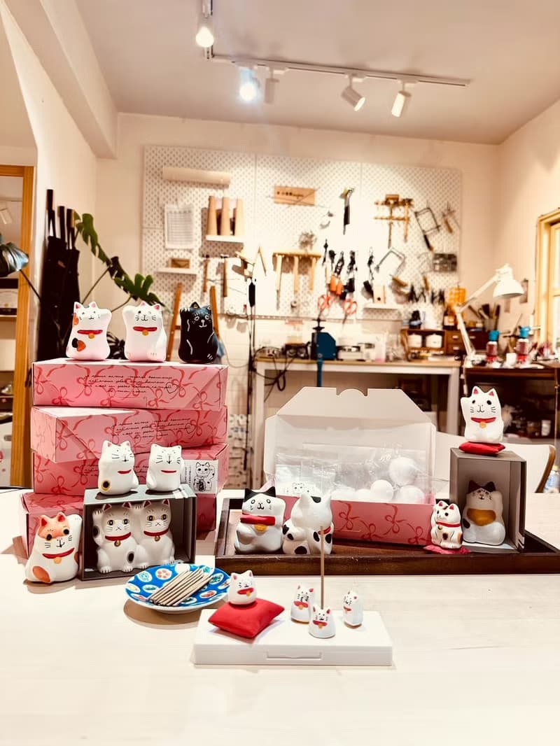 DIY材料包 自製招財貓 一對招き猫模型
