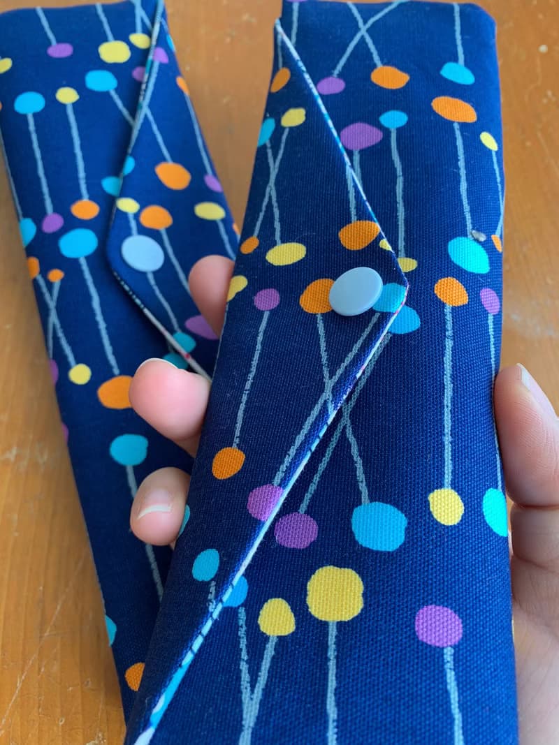 文青風環保筷袋  彩色點點 藍 手作餐具袋.交換禮物.嚴選最