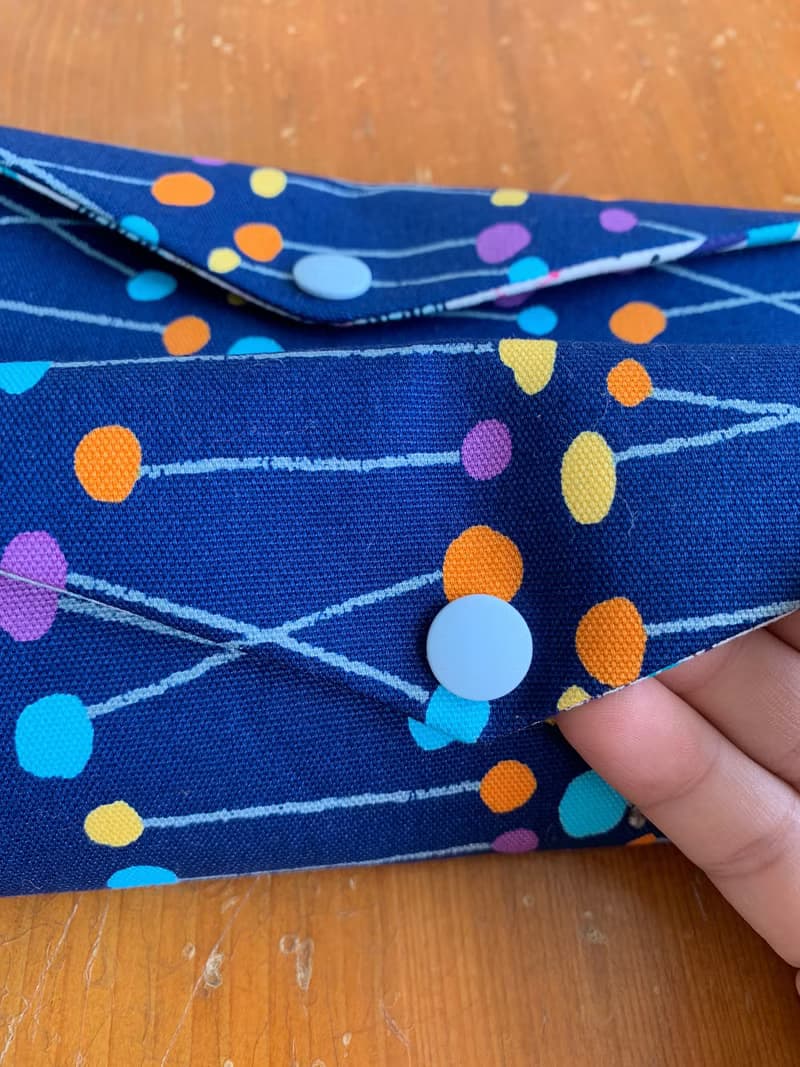 文青風環保筷袋  彩色點點 藍 手作餐具袋.交換禮物.嚴選最