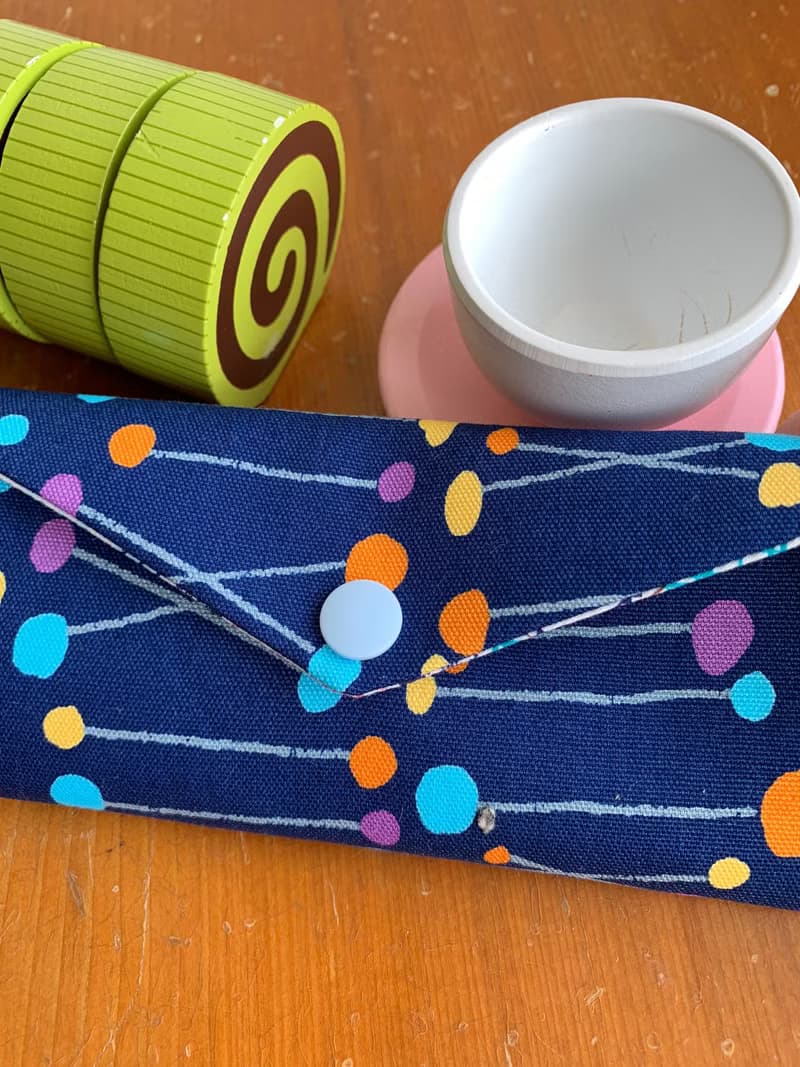 文青風環保筷袋  彩色點點 藍 手作餐具袋.交換禮物.嚴選最