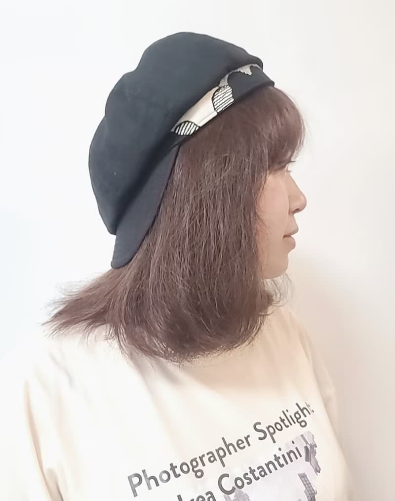 【HiGh MaLi】日系拼布/寬帽沿/報童帽/黑色拼日本花 #生日禮物
