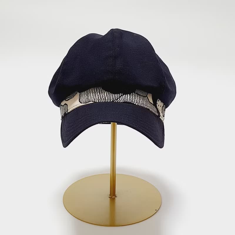 【HiGh MaLi】日系拼布/寬帽沿/報童帽/黑色拼日本花 #生日禮物