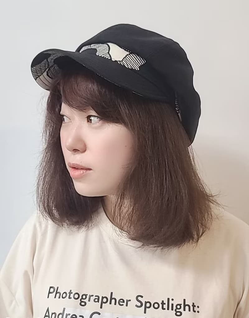 【HiGh MaLi】日系拼布/寬帽沿/報童帽/黑色拼日本花 #生日禮物