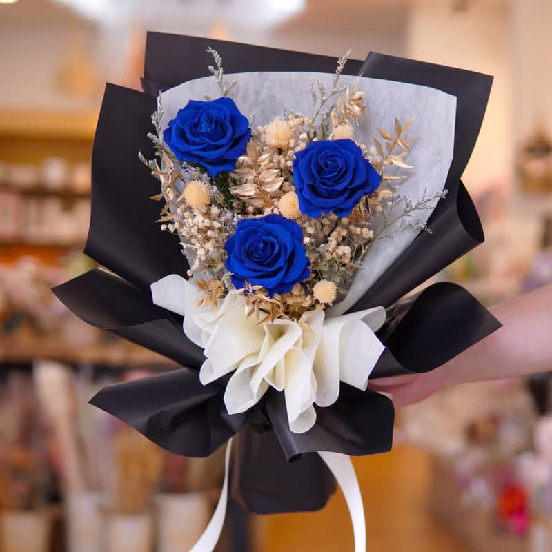 永生系列 - 3朵大朵玫瑰永生玫瑰花花束