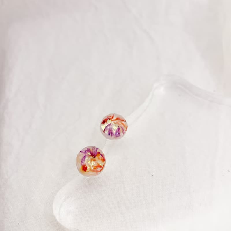 美夢網 手工真花乾燥 UV樹脂耳環/耳夾穿搭配件