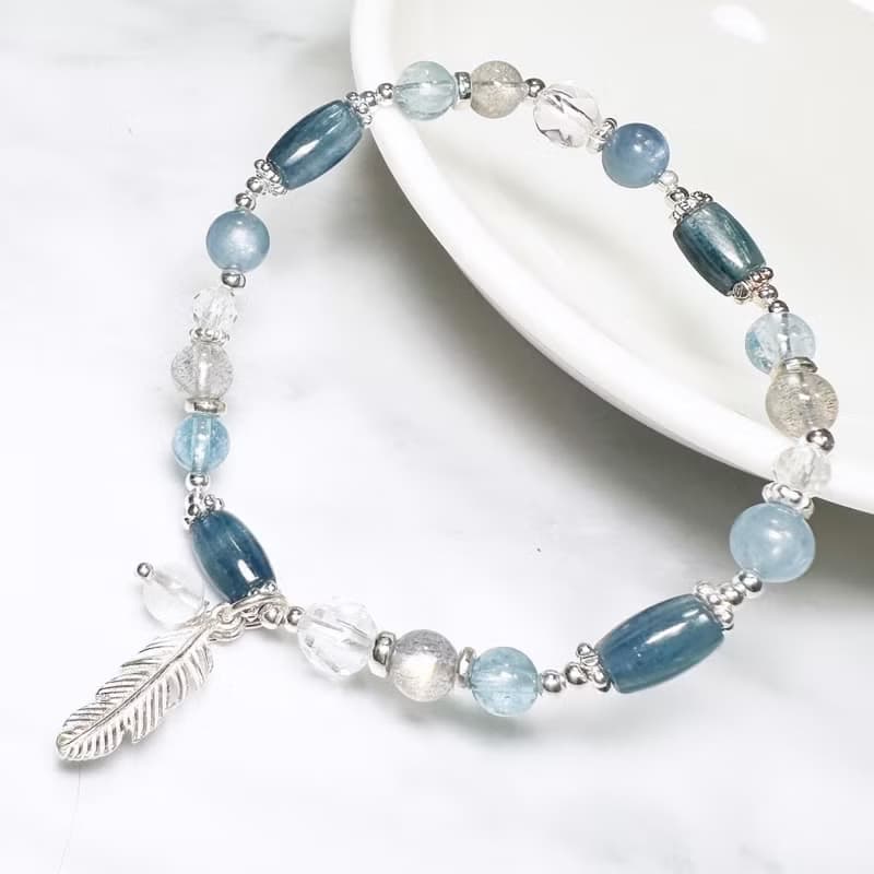 希臘風情-藍晶石.拉長石.海藍寶.設計款手鍊