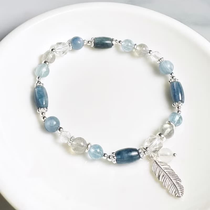 希臘風情-藍晶石.拉長石.海藍寶.設計款手鍊