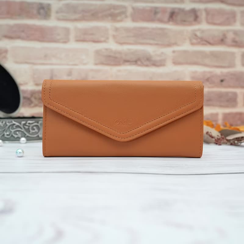 文藝復興信封式兩折牛皮長夾4116(焦糖色)