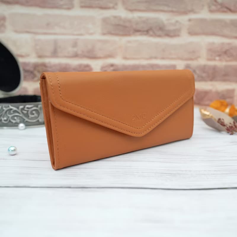 文藝復興信封式兩折牛皮長夾4116(焦糖色)