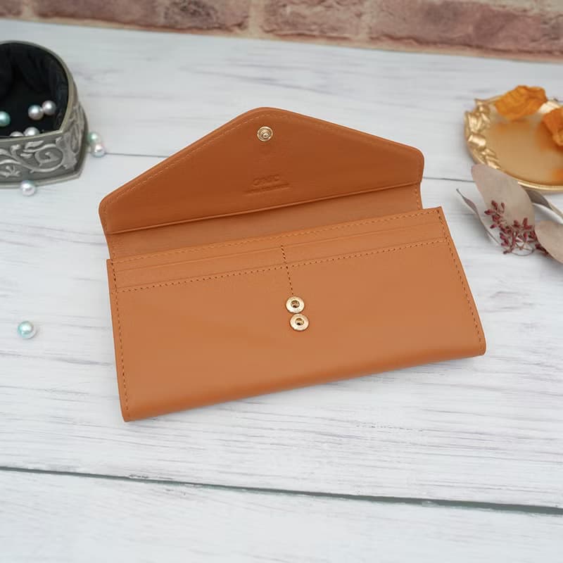 文藝復興信封式兩折牛皮長夾4116(焦糖色)