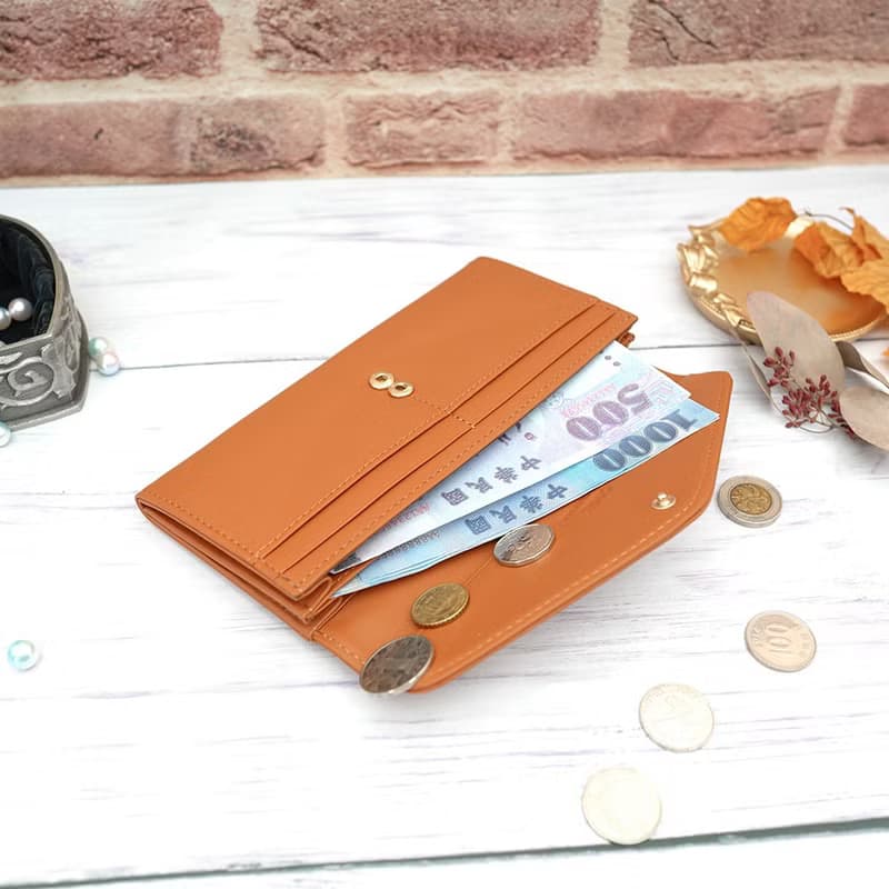 文藝復興信封式兩折牛皮長夾4116(焦糖色)