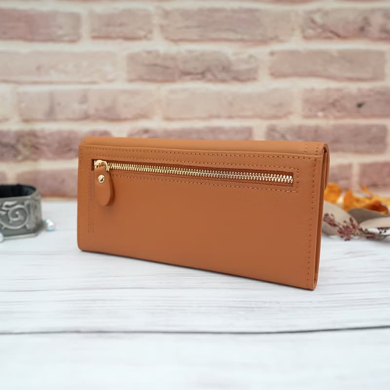 文藝復興信封式兩折牛皮長夾4116(焦糖色)