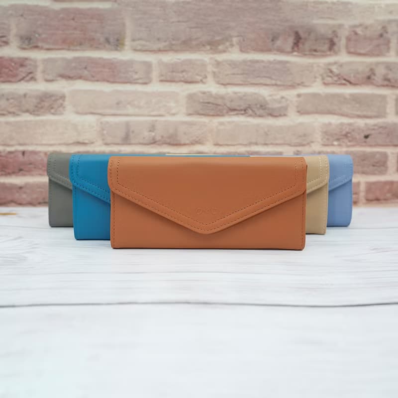 文藝復興信封式兩折牛皮長夾4116(焦糖色)