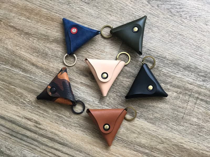日本製【Takumicsタクミクス】三角零錢包 鑰匙圈 散紙包 植鞣革