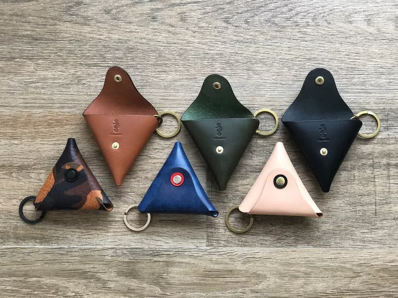 日本製【Takumicsタクミクス】三角零錢包 鑰匙圈 散紙包 植鞣革