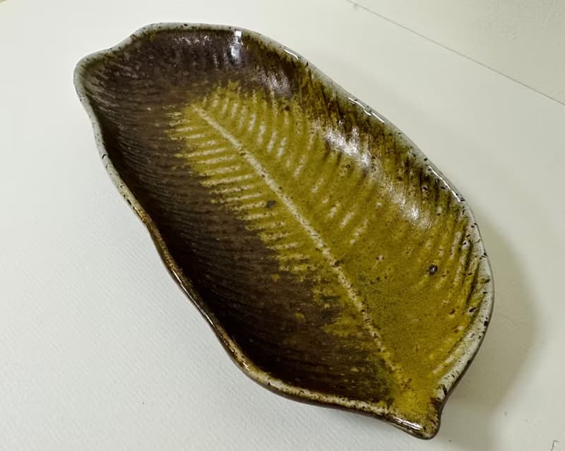 柴燒點心盤  木材燒製 落灰 自然紋理  葉盤