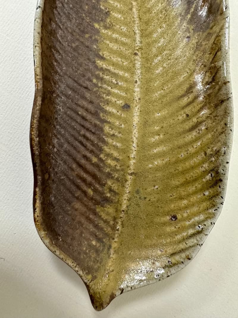 柴燒點心盤  木材燒製 落灰 自然紋理  葉盤