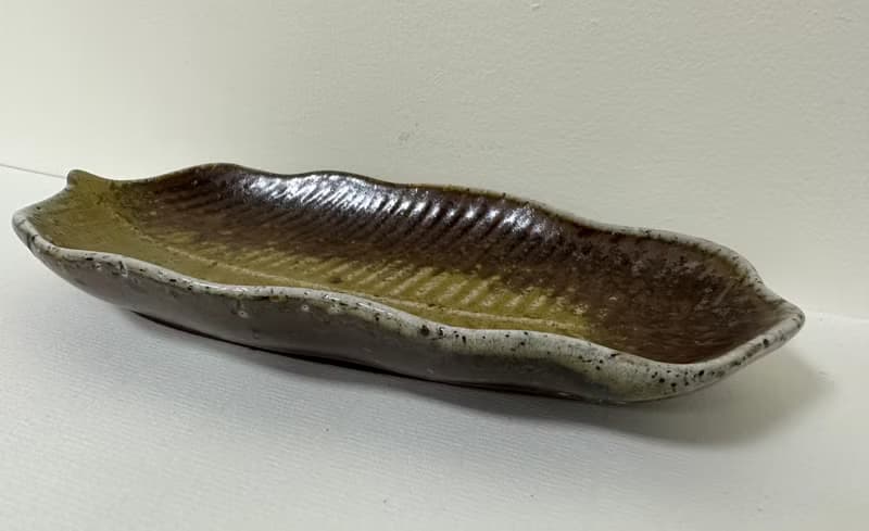 柴燒點心盤  木材燒製 落灰 自然紋理  葉盤