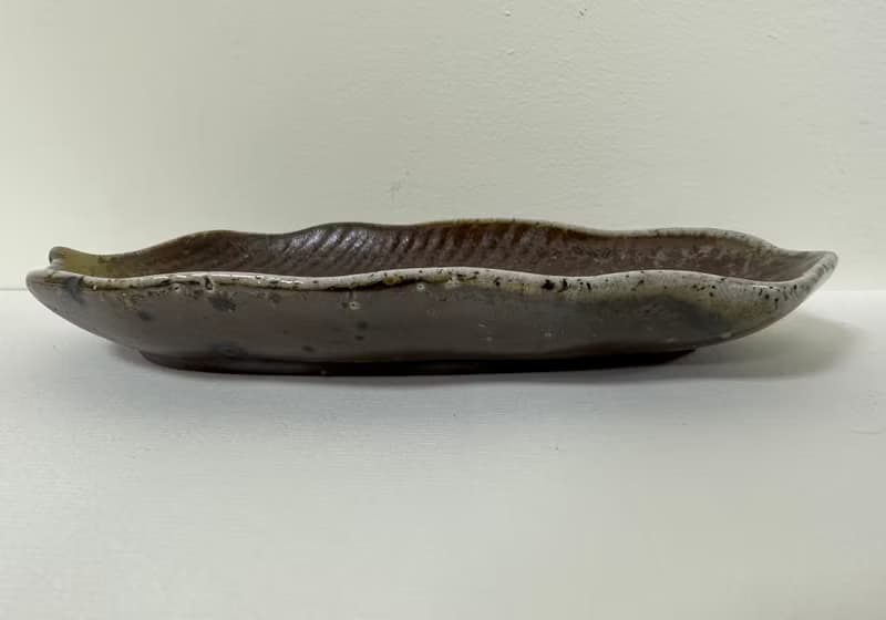 柴燒點心盤  木材燒製 落灰 自然紋理  葉盤