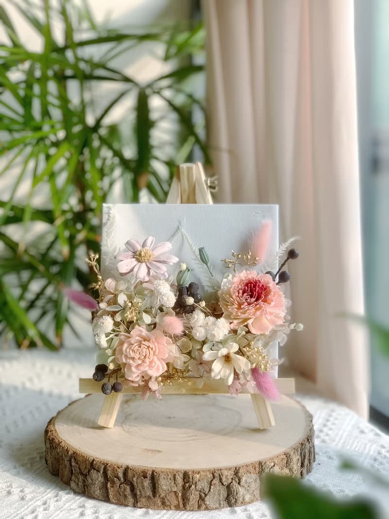 畫布上的小花園 畫框 (附架子).材料包.桌飾.母親節禮物.禮盒