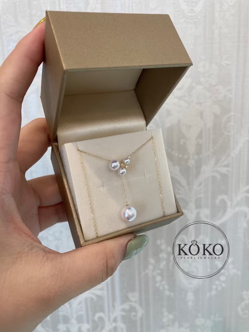 京都原創 akoya珍珠項鏈 可抽拉式設計 3-7.5mm 18k金項鏈 頸錬