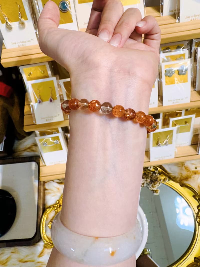 精品阿魯沙7.5mm15.1g金太陽共生水晶化太歲招財事業擋煞招貴人