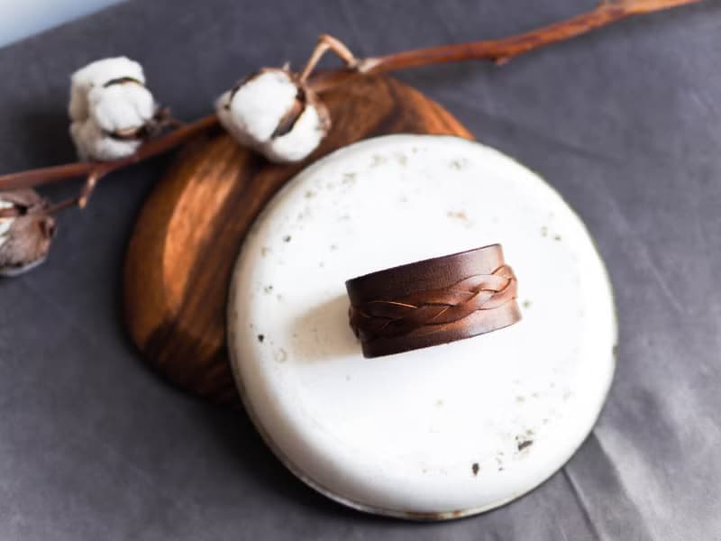 巧克力黑糖麻花午茶時光 古董真皮皮革手環 中性 手鍊 皮革