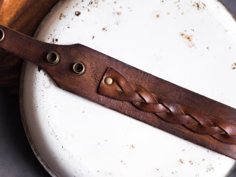 巧克力黑糖麻花午茶時光 古董真皮皮革手環 中性 手鍊 皮革