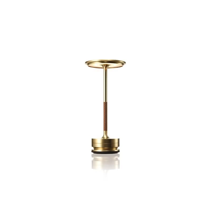 AMBIENTEC | TURN CRAFT Brass 無線桌燈 黃銅深棕色皮革